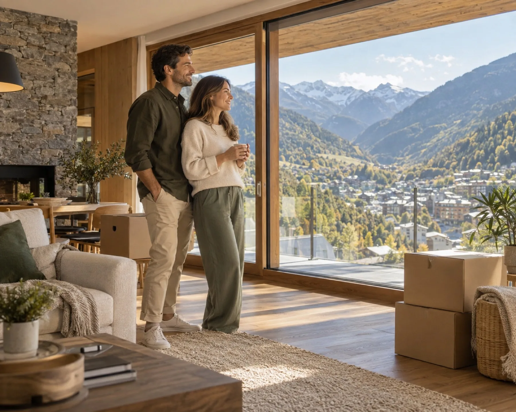 Un couple prépare son installation dans un appartement chaleureux en Andorre